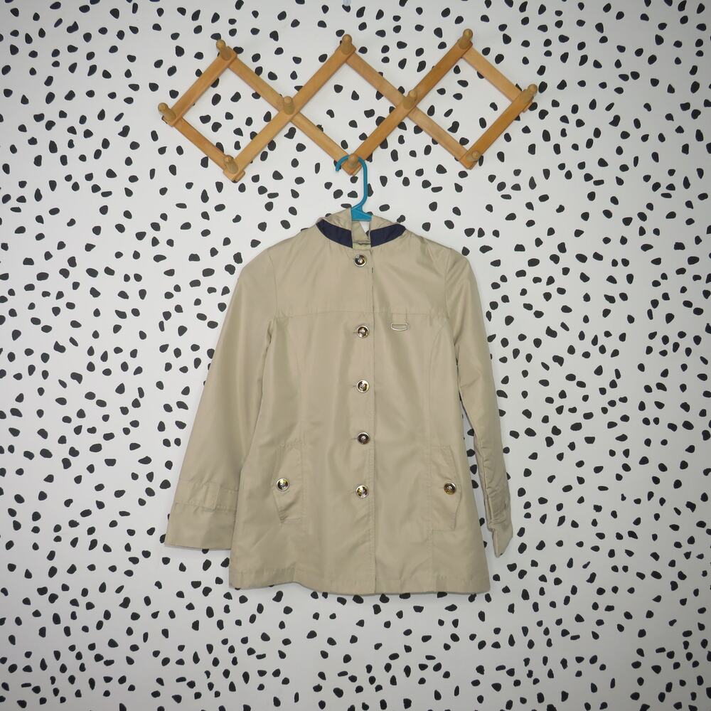 Weather Tamer Lightweight Button Front Hooded Girls Jacket